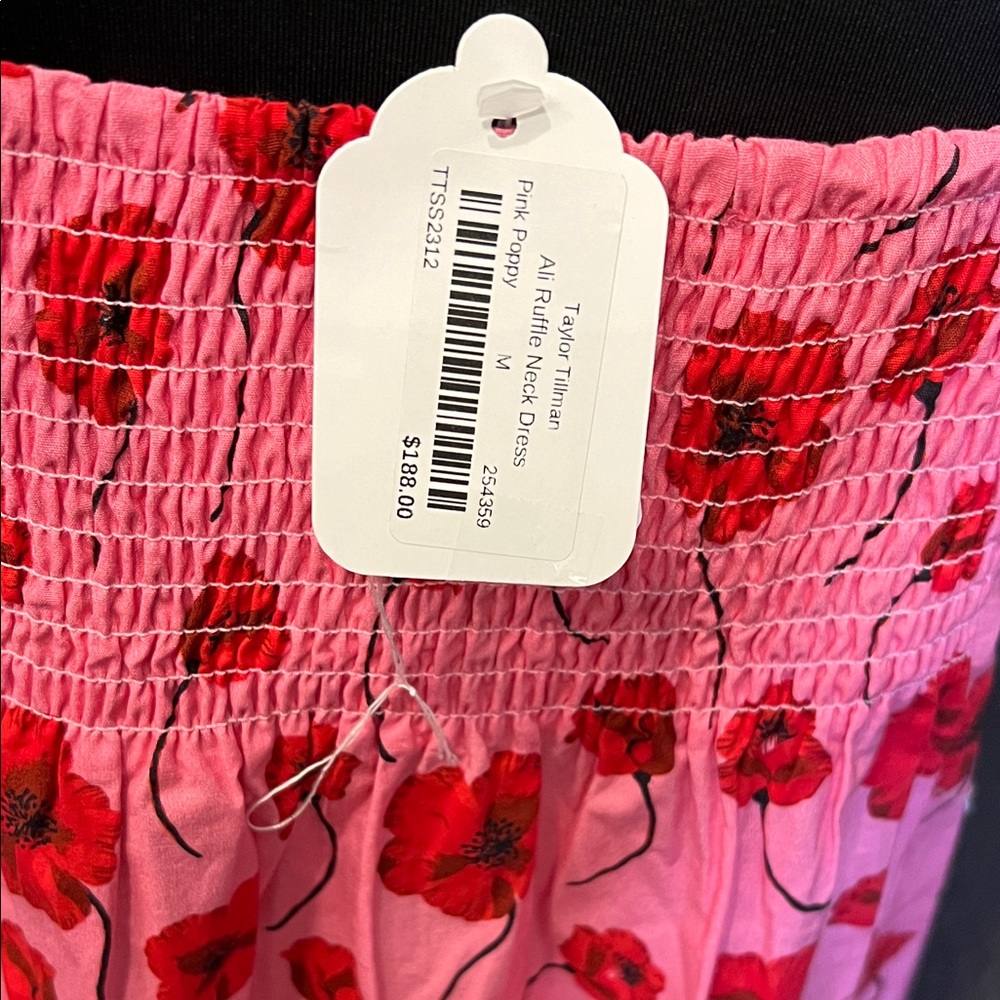 Taylor Tillman Ali ruffle neck dress in Pink Poppy - Picture 2 of 3